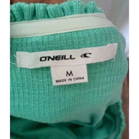 O’Neill Ribbed Tube Top Dress Mint Green Size Medium Beach Dress Side Slit New - Picture 6 of 11